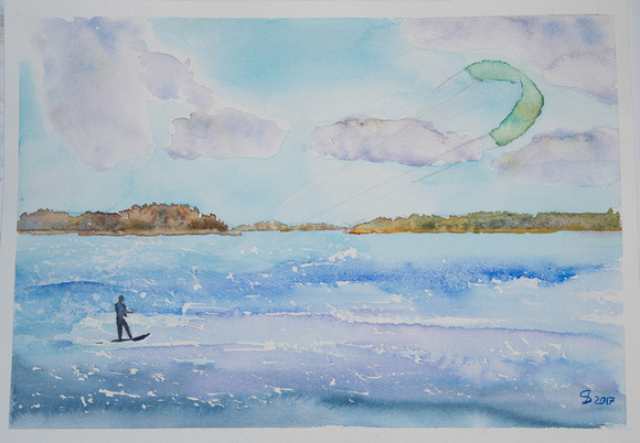 Kitesurfing on Mälaren (from Morga Haga)